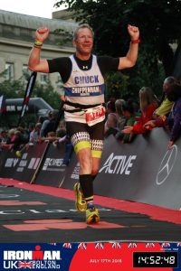Alex Ralton finishing Ironman UK